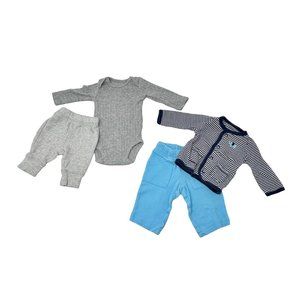 Newborn Boy's Outfits - 2 Sweatpants, 1 Body Suit & 1 Shirt - Size‎ Newborn